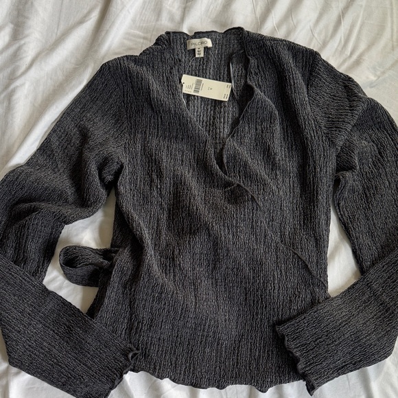 Anthropologie Pilcro Gray Wrap Top - Picture 1 of 3